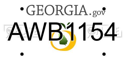 AWB1154 Georgia License Plate