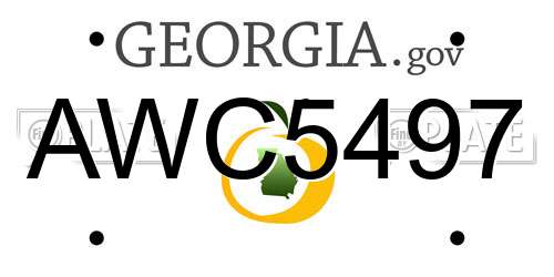 AWC5497 Georgia License Plate
