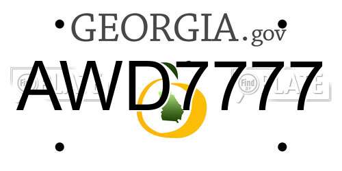 AWD7777 Georgia License Plate