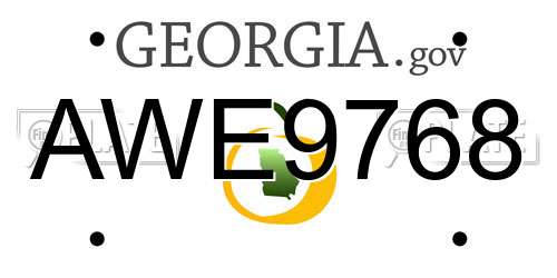 AWE9768 Georgia License Plate