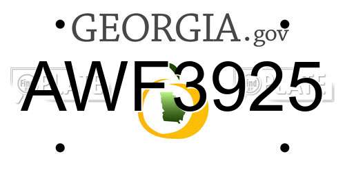 AWF3925 Georgia License Plate