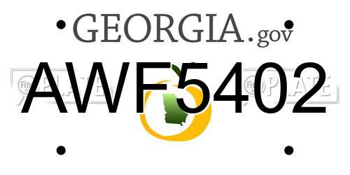 AWF5402 Georgia License Plate