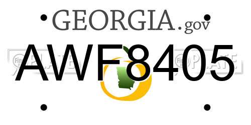 AWF8405 Georgia License Plate