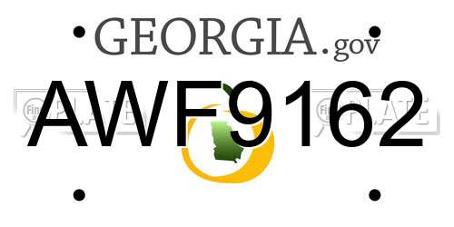 AWF9162 Georgia License Plate