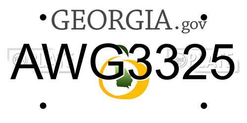 AWG3325 Georgia License Plate