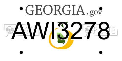 AWI3278 Georgia License Plate