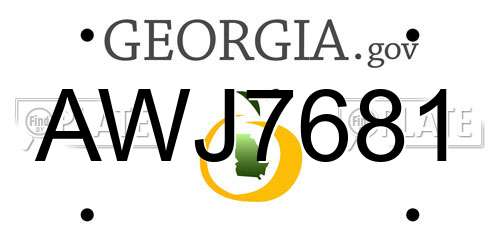 AWJ7681 Georgia License Plate