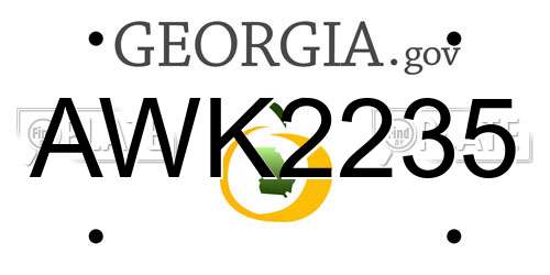 AWK2235 Georgia License Plate