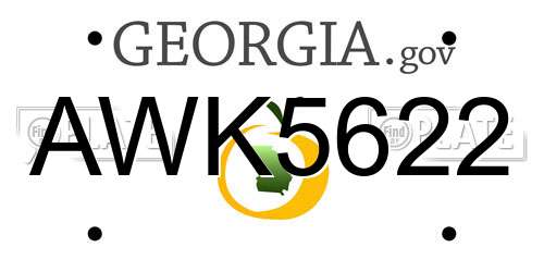 AWK5622 Georgia License Plate