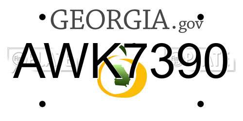 AWK7390 Georgia License Plate