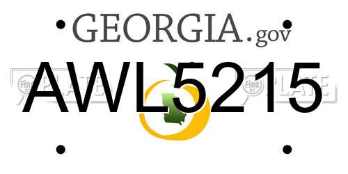 AWL5215 Georgia License Plate