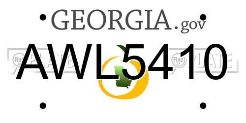 AWL5410 Georgia License Plate