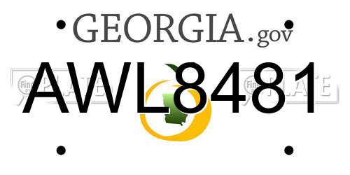 AWL8481 Georgia License Plate