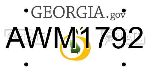 AWM1792 Georgia License Plate