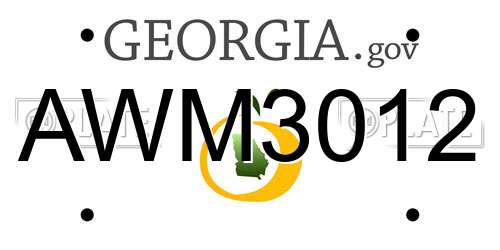 AWM3012 Georgia License Plate