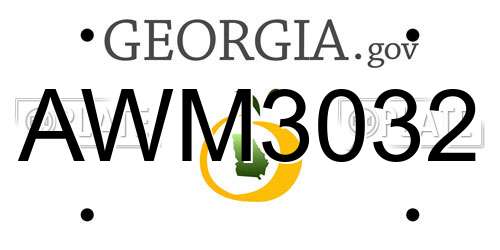 AWM3032 Georgia License Plate