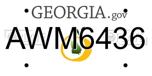 AWM6436 Georgia License Plate