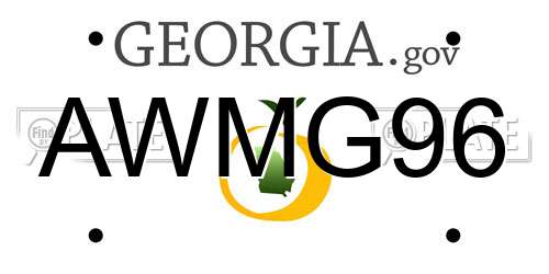 AWMG96 Georgia License Plate