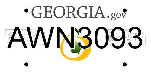 AWN3093 Georgia License Plate