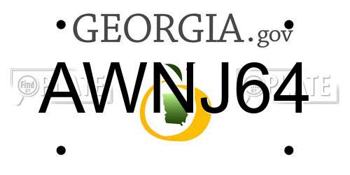 AWNJ64 Georgia License Plate