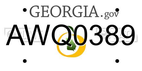 AWQ0389 Georgia License Plate