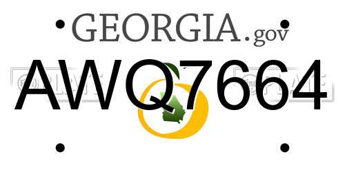 AWQ7664 Georgia License Plate