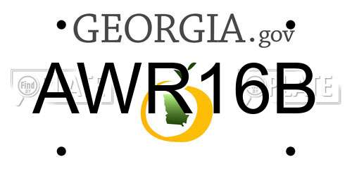 AWR16B Georgia License Plate