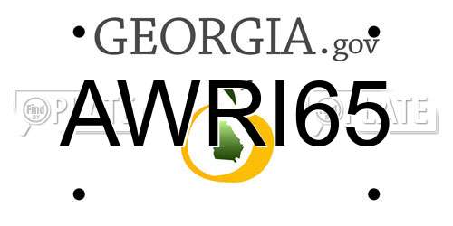 AWRI65 Georgia License Plate
