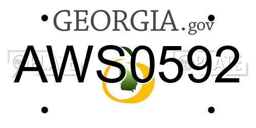 AWS0592 Georgia License Plate