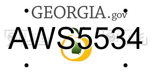 AWS5534 Georgia License Plate