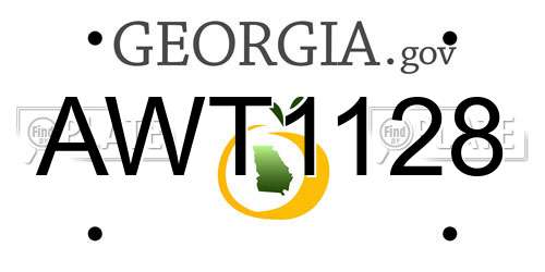 AWT1128 Georgia License Plate