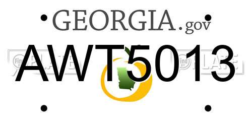AWT5013 Georgia License Plate