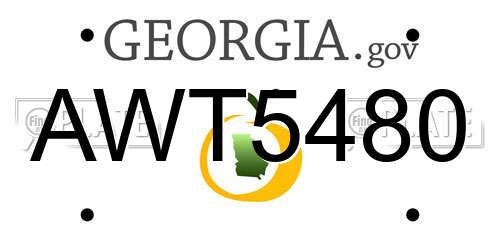 AWT5480 Georgia License Plate