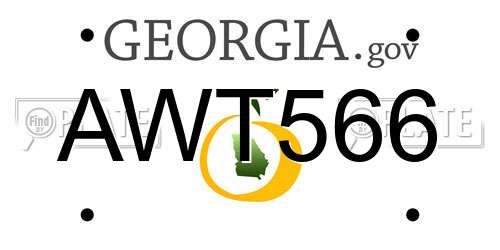 AWT566 Georgia License Plate