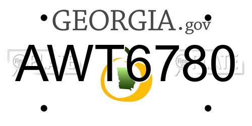 AWT6780 Georgia License Plate