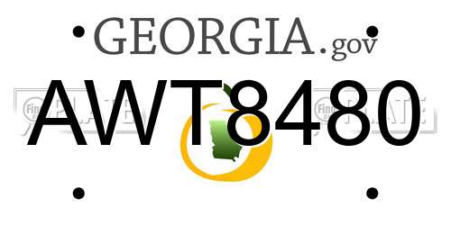 AWT8480 Georgia License Plate
