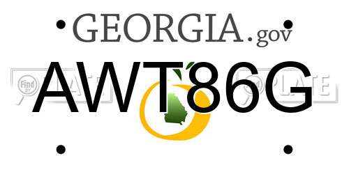 AWT86G Georgia License Plate