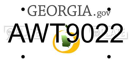 AWT9022 Georgia License Plate