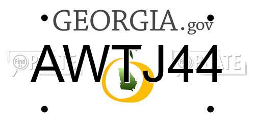 AWTJ44 Georgia License Plate