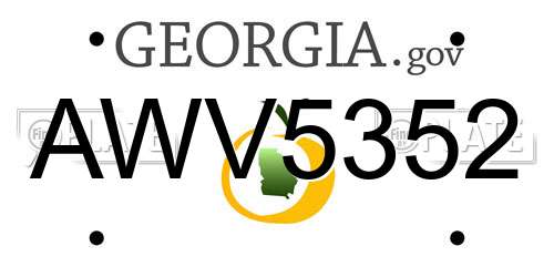 AWV5352 Georgia License Plate