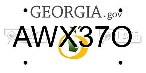 AWX37O Georgia License Plate
