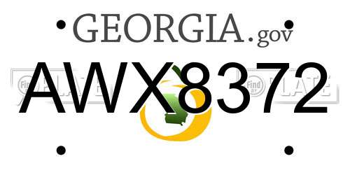 AWX8372 Georgia License Plate