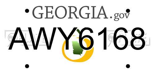 AWY6168 Georgia License Plate