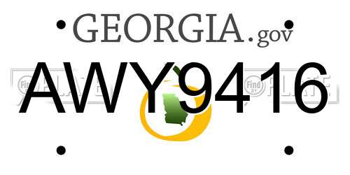 AWY9416 Georgia License Plate
