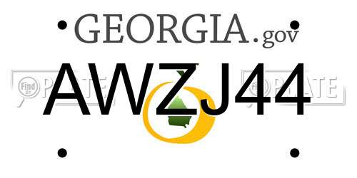 AWZJ44 Georgia License Plate