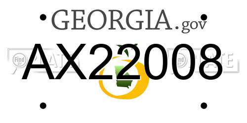 AX22008 Georgia License Plate