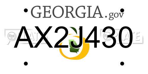AX2J430 Georgia License Plate