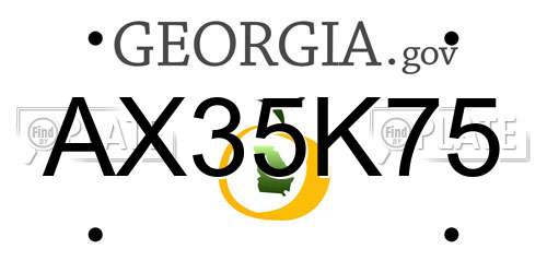 AX35K75 Georgia License Plate