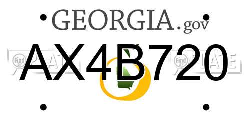 AX4B720 Georgia License Plate