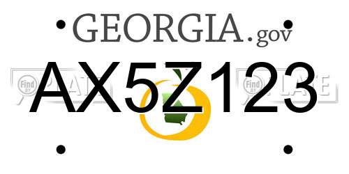 AX5Z123 Georgia License Plate